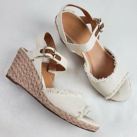 NWT Tommy Bahama linen straw woven wedge heels